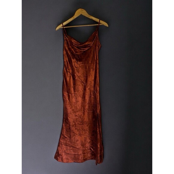 Vintage Satin Slip Prom Dress Womens Medium Cowl Neck Maxi Whimsigoth - Picture 16 of 16